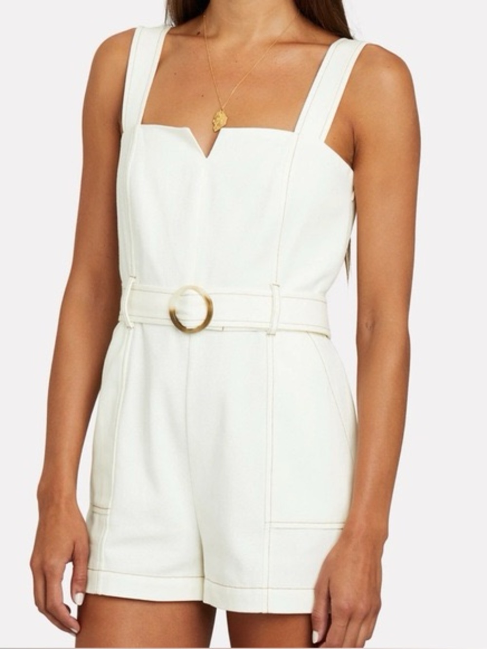 INTERMIX Cream Sleeveless Romper with Structured Bodice
